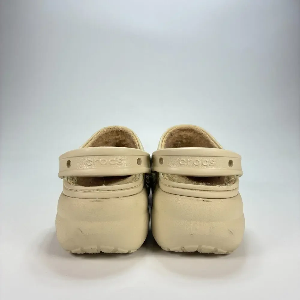 Crocs Classic Lined Clog Bone Comfort Faux Fur Lining Shoes 207938 Womens Size 8